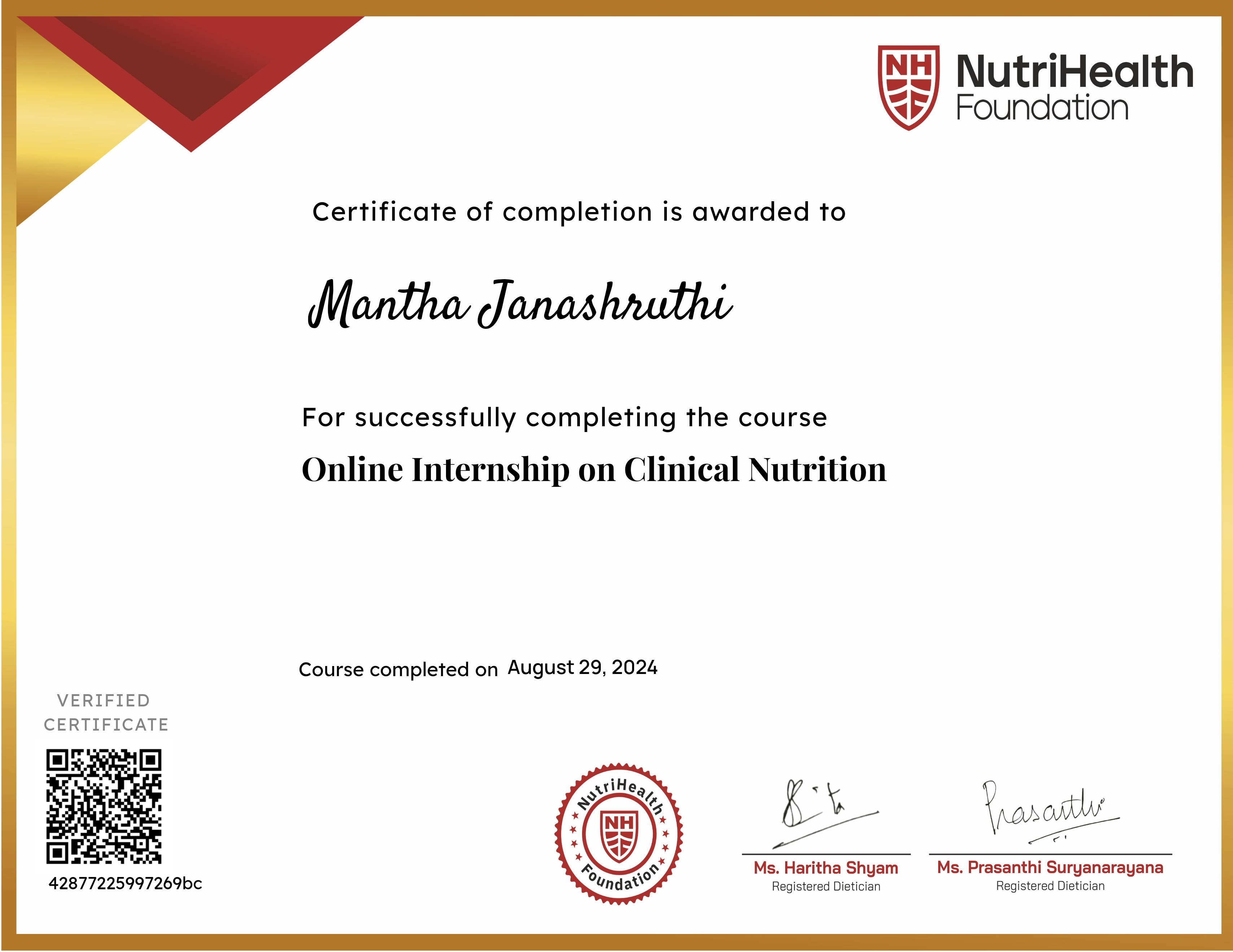 Online Internship on Clinical Nutrition